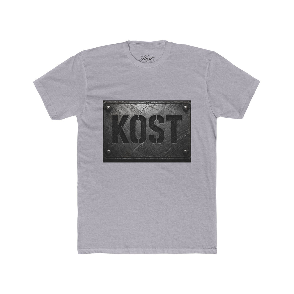 KOST Industrial Metal Plaque T‑Shirt — Vintage Steel Nameplate Tee