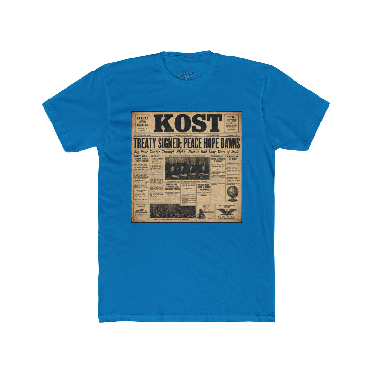 Vintage Newspaper 'Kost' Graphic Tee – Retro Headline Shirt