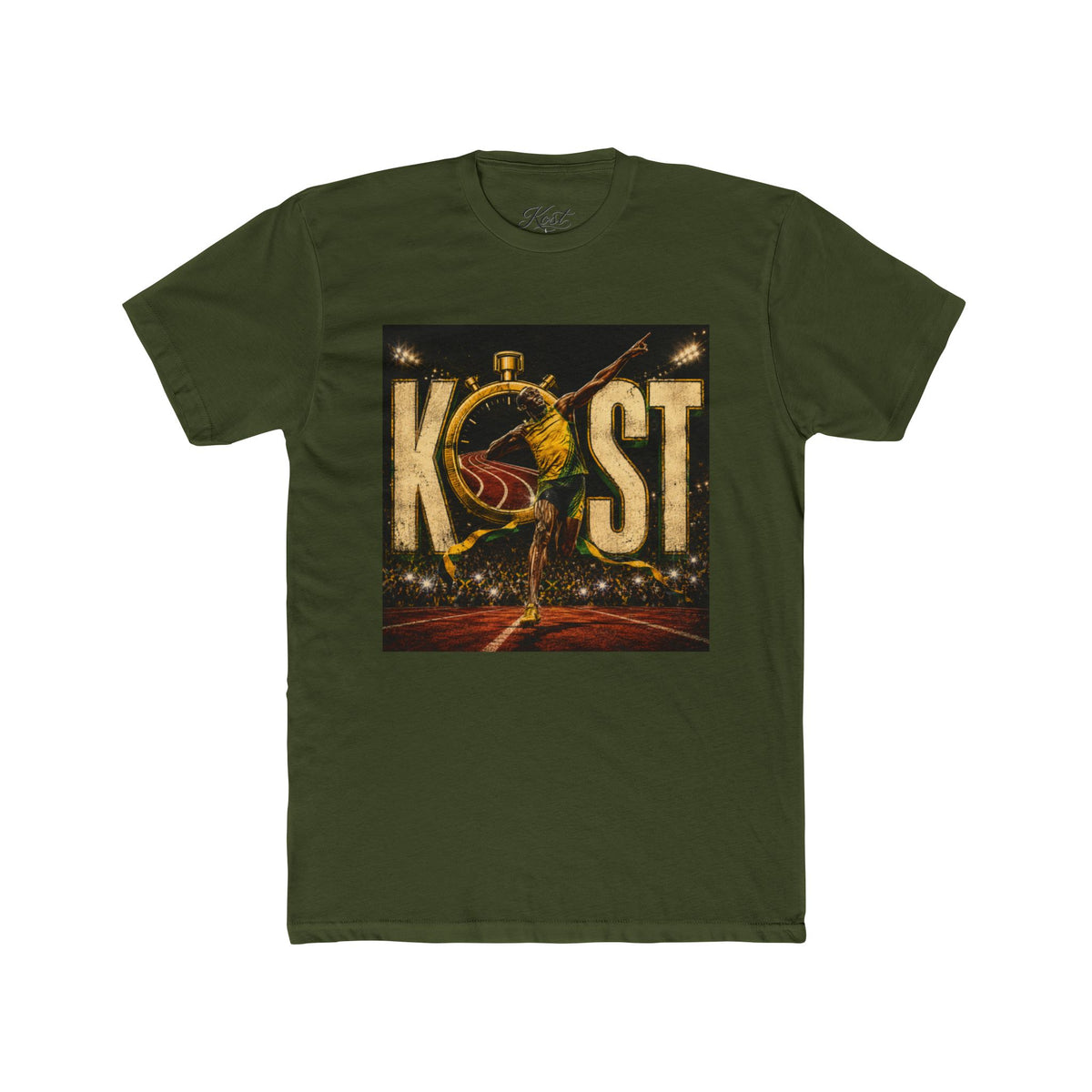 KOST Track Runner Graphic Tee — 'KOST' Stopwatch Running Design