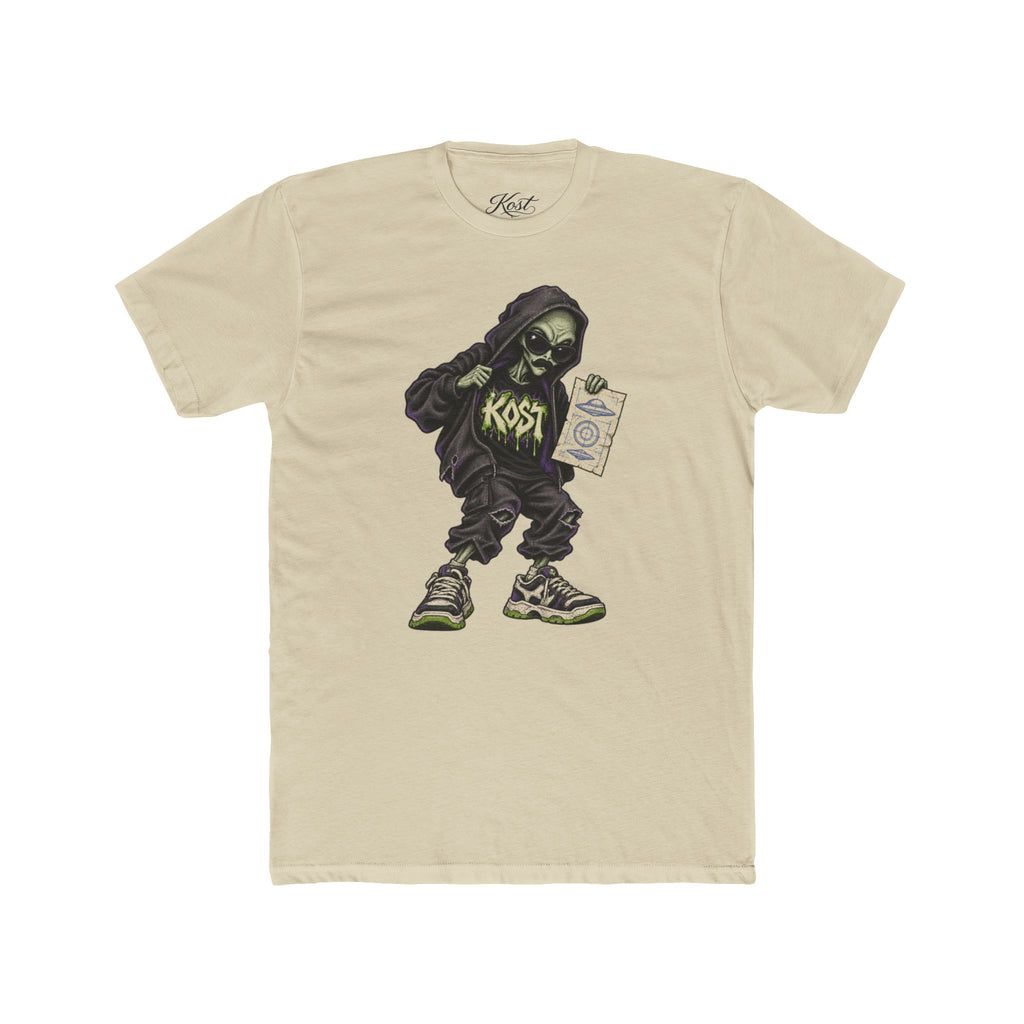 Skull Hood Crew Tee — Grunge Streetwear Graphic T-Shirt with 'Kost' Design