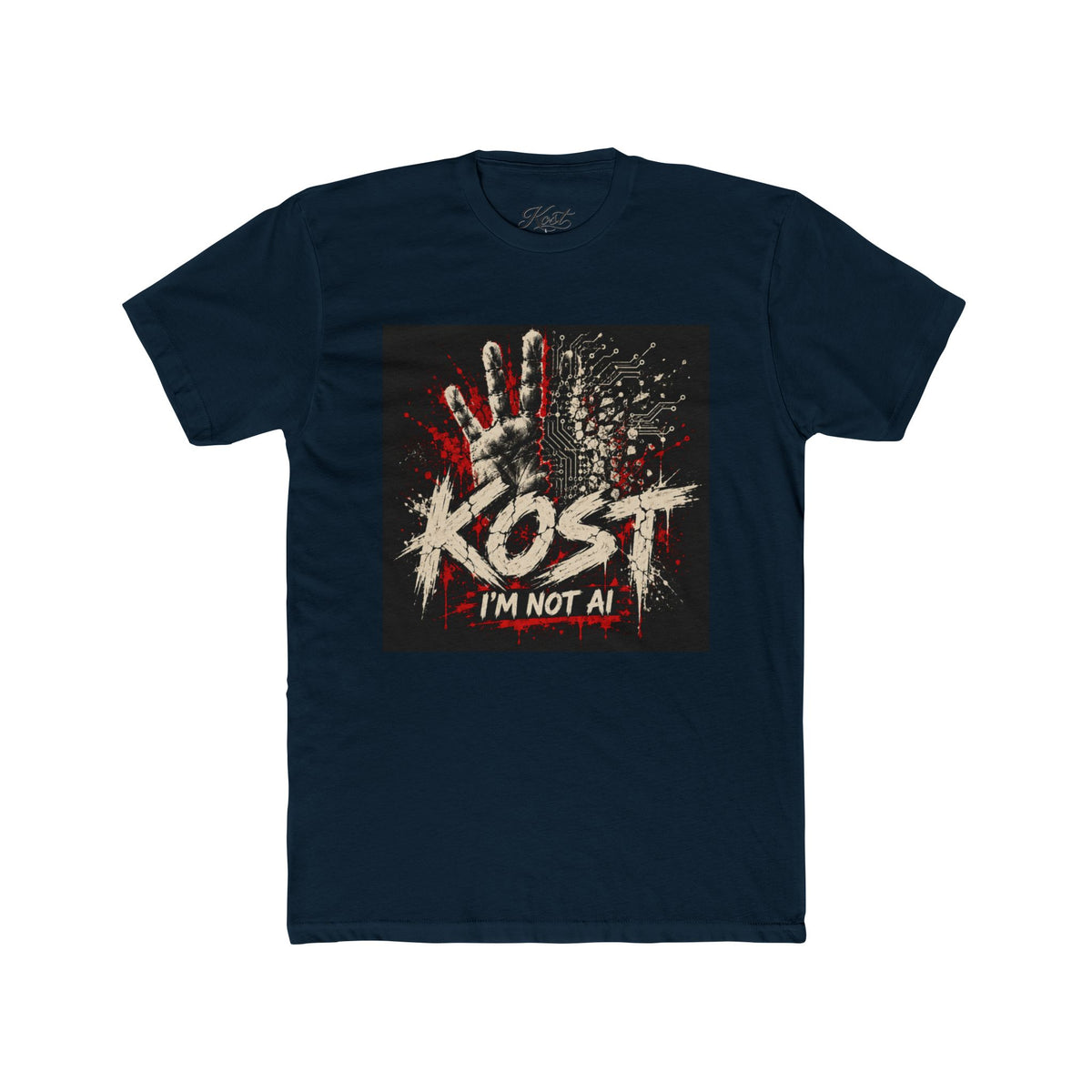 T-Shirt — KOST "I'm Not Al" Graphic Tee (Handprint Horror Design)