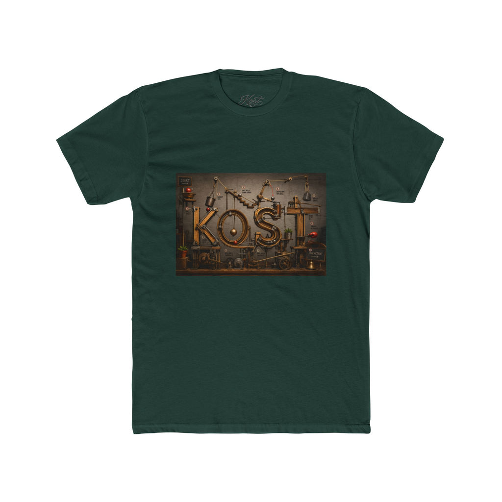 Retro Industrial 'KOST' Graphic Tee — Vintage Steampunk Lettering Shirt