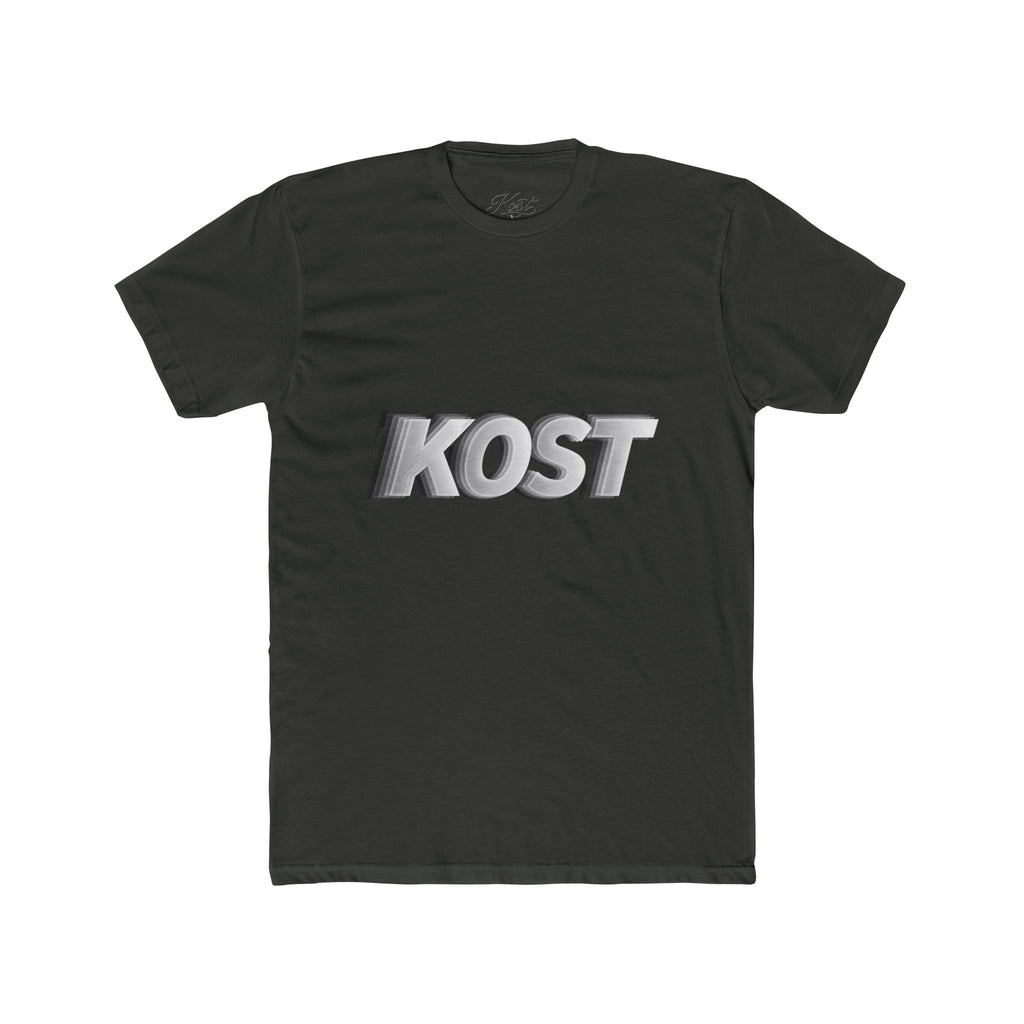 KOST 3D Metallic Logo Tee — White Graphic Crewneck T-Shirt