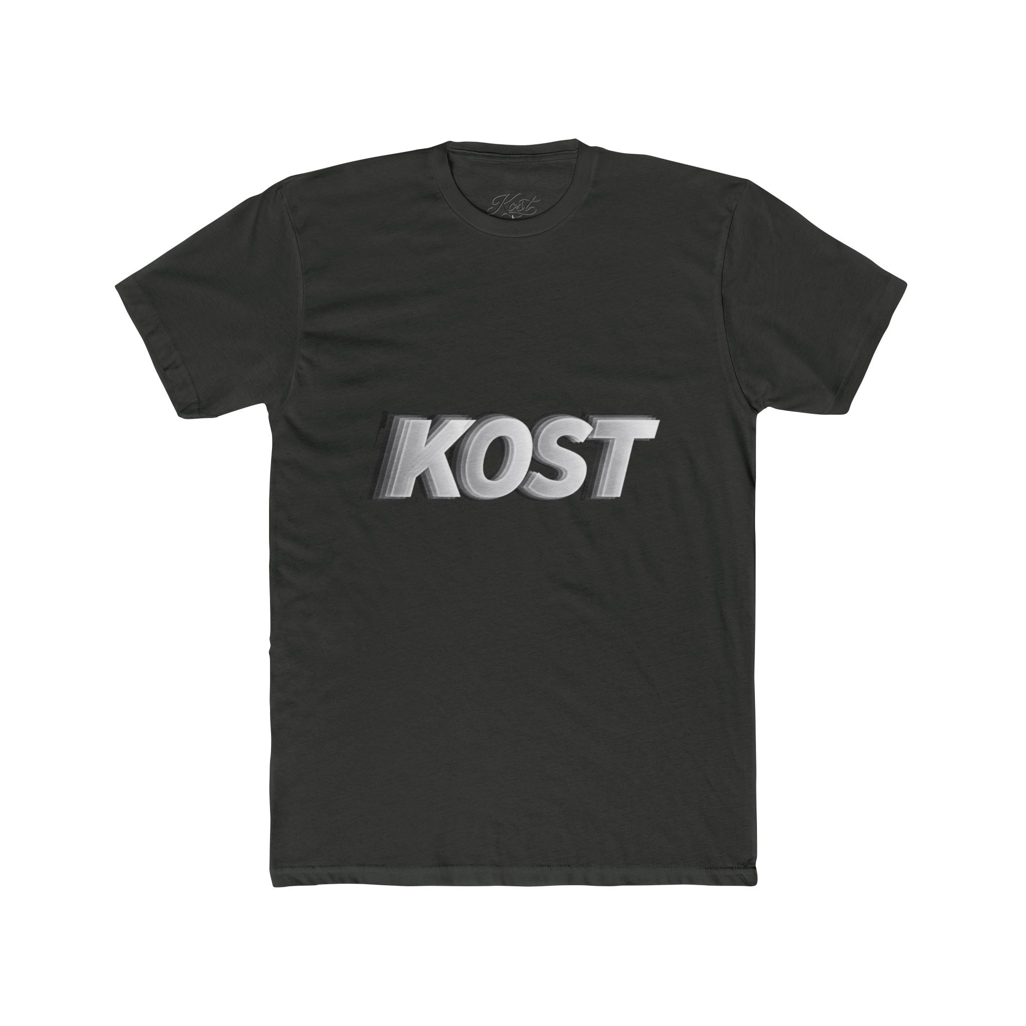 KOST 3D Metallic Logo Tee — White Graphic Crewneck T-Shirt