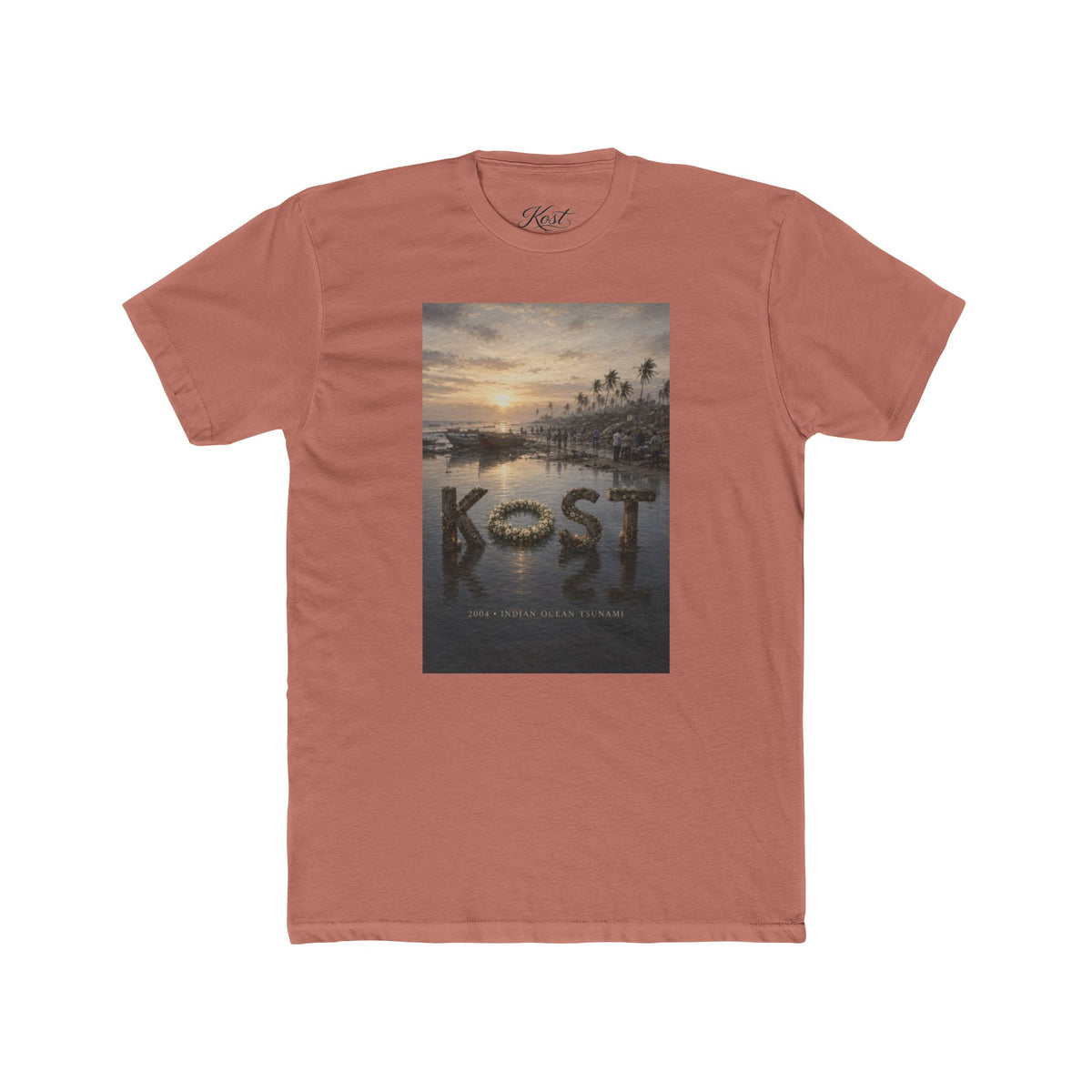 KOST Tropical Sunset Photo Tee — Palm Trees Beach Sunset Graphic T-Shirt