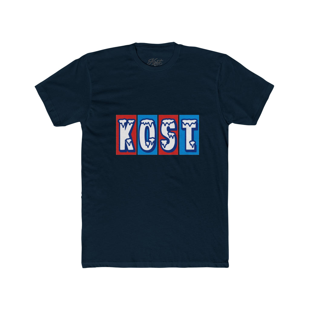 Kost Retro Block Letter Tee — Vintage Red & Blue Graphic T-Shirt