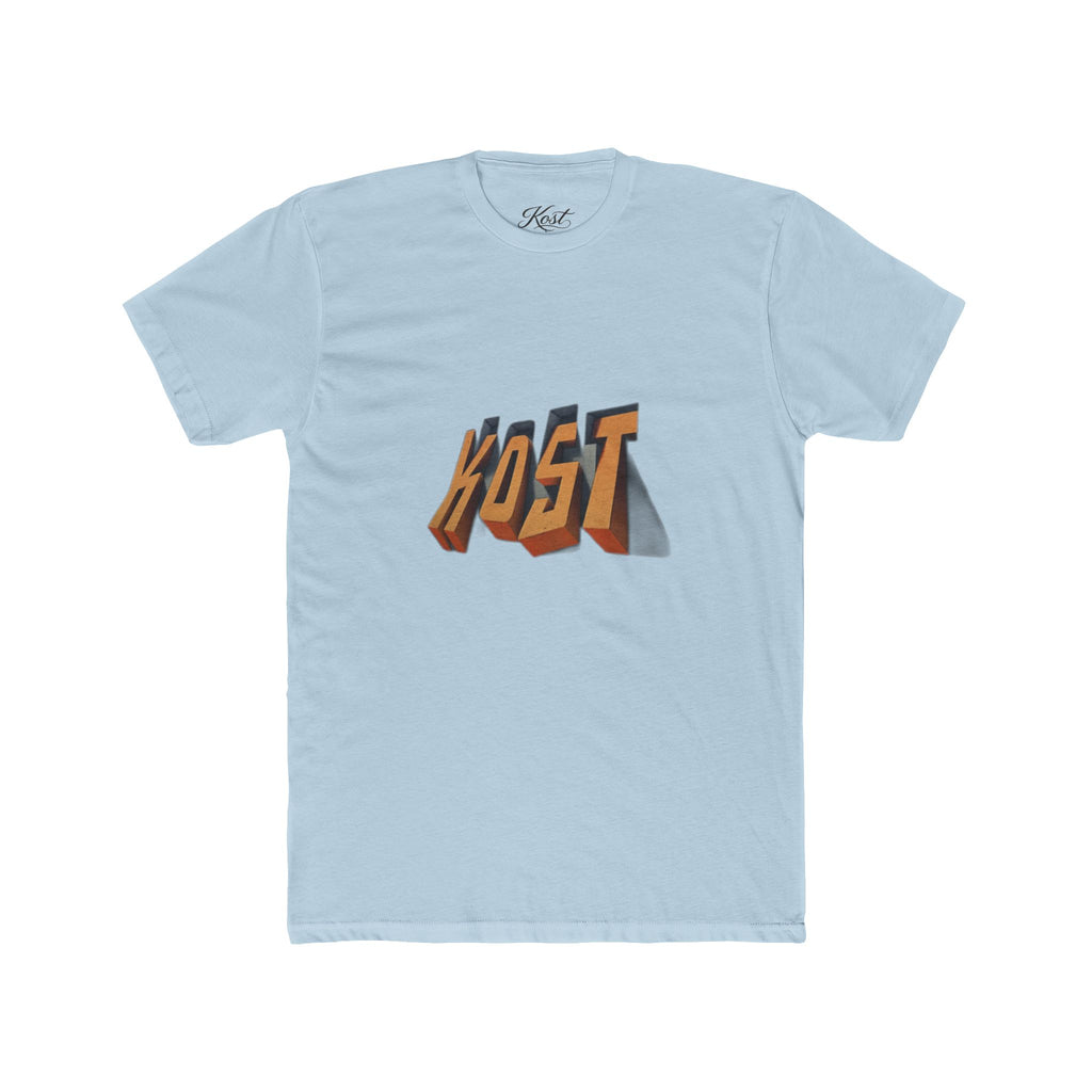 Retro 3D 'KOST' Graphic Tee — Vintage Orange Shadow Cotton T-Shirt