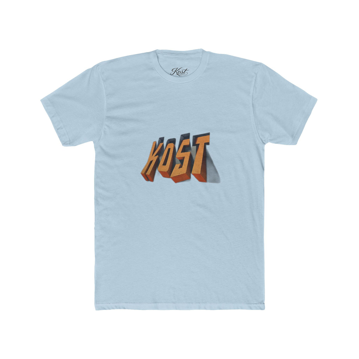 Retro 3D 'KOST' Graphic Tee — Vintage Orange Shadow Cotton T-Shirt