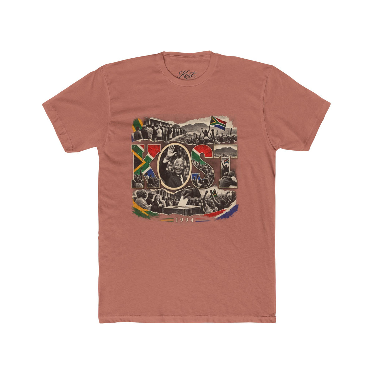 Vintage South Africa Collage Tee – Nelson Mandela & Heritage Flag Graphic