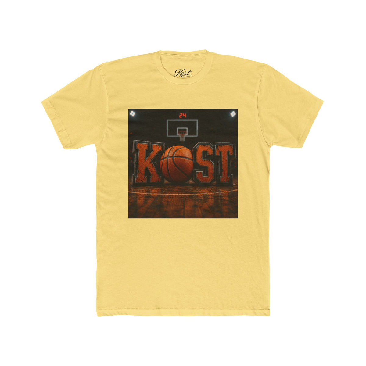 Basketball Court Graphic Tee — 'KOST' Logo with Basketball
