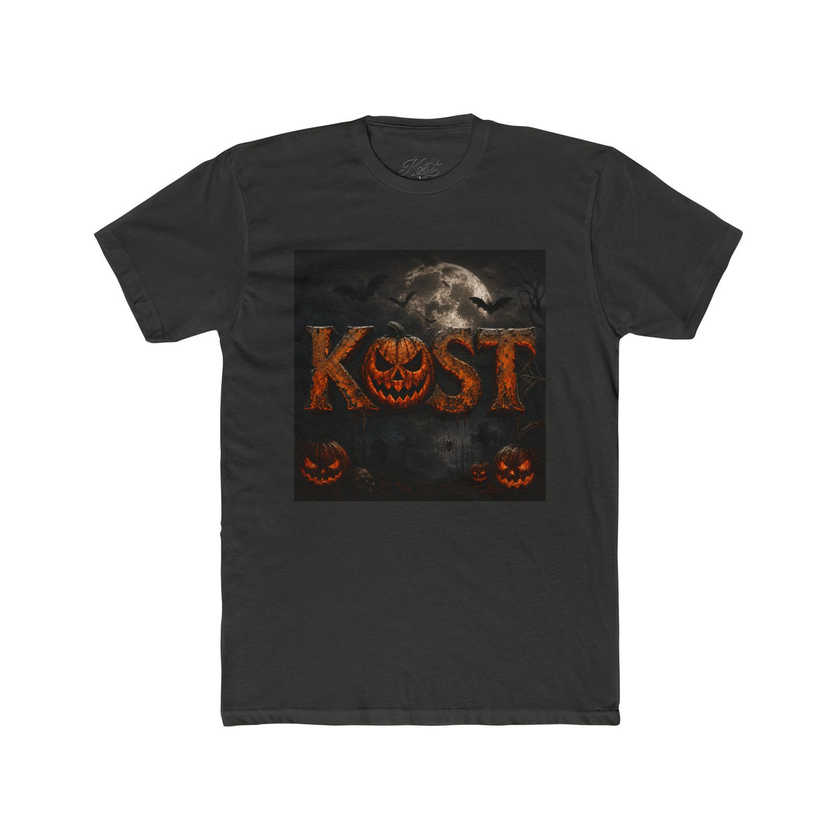 Halloween Pumpkin 'KOST' Crew Tee — Spooky Jack-o'-Lantern Moon T-Shirt