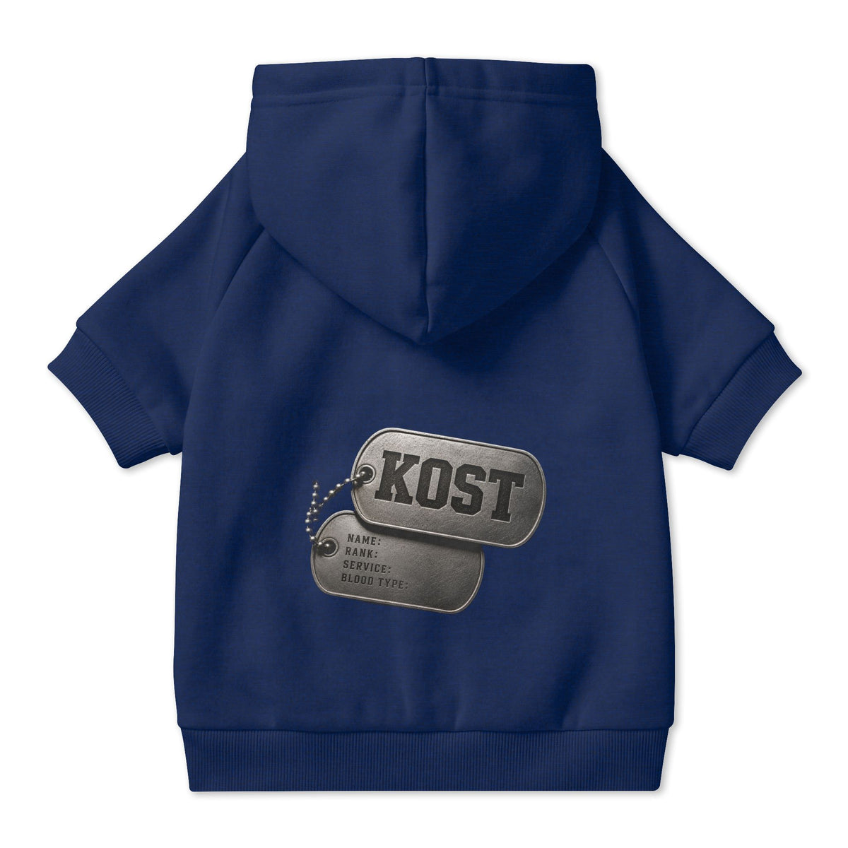 KOST Dog Hoodie – Vintage Military Dog Tag Pet Sweatshirt
