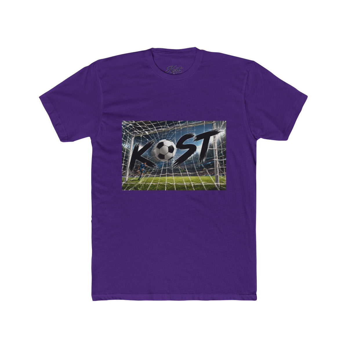 Soccer Goal Graphic Tee — “KOST” Ball in Net Cotton T‑Shirt