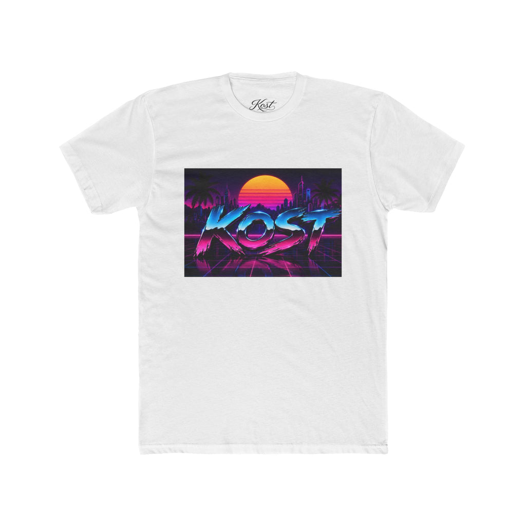 Retro Sunset "ROST" Graphic Tee — 80s Vaporwave Palm Beach T-Shirt