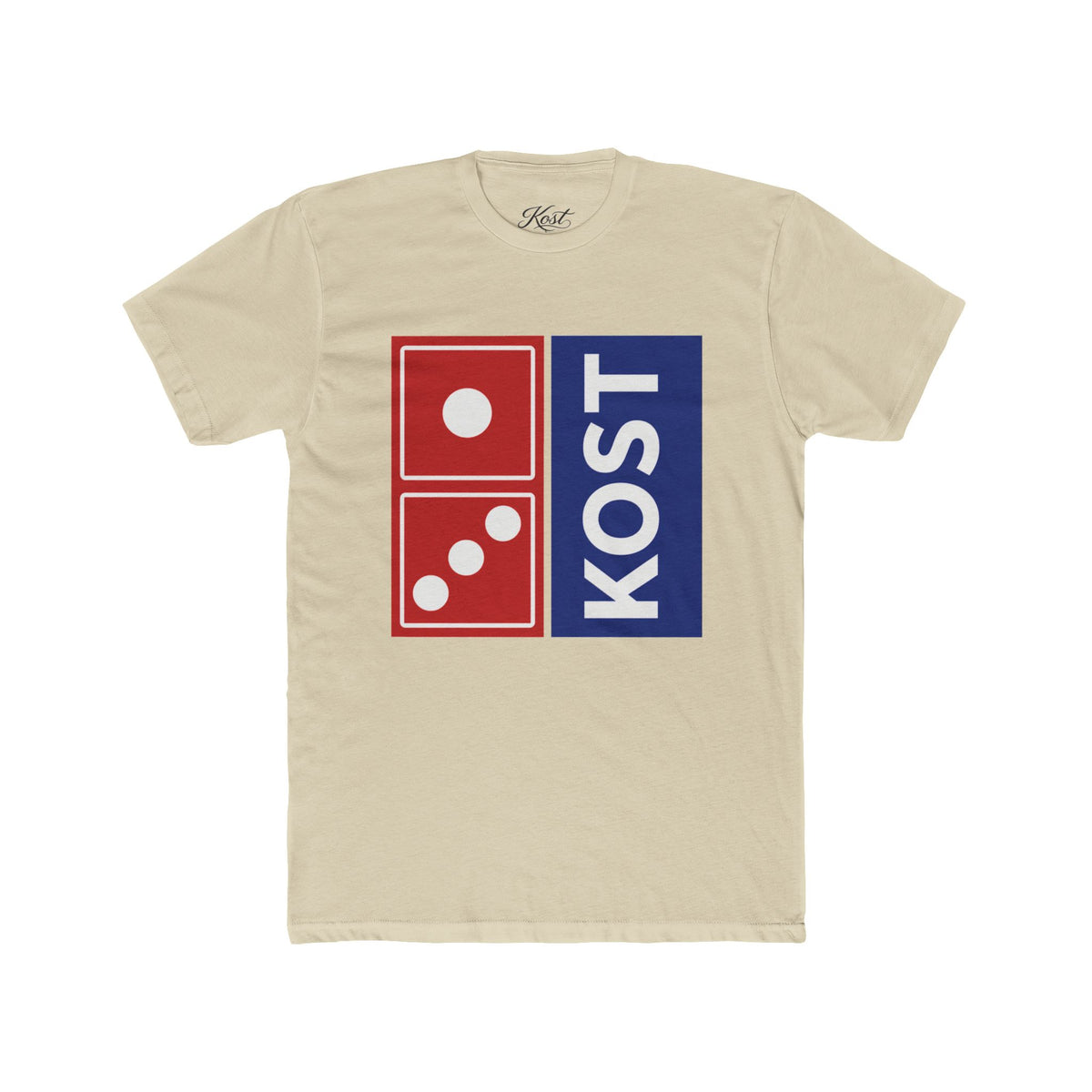 KOST Domino Logo Tee — Retro Red & Blue Graphic T-Shirt