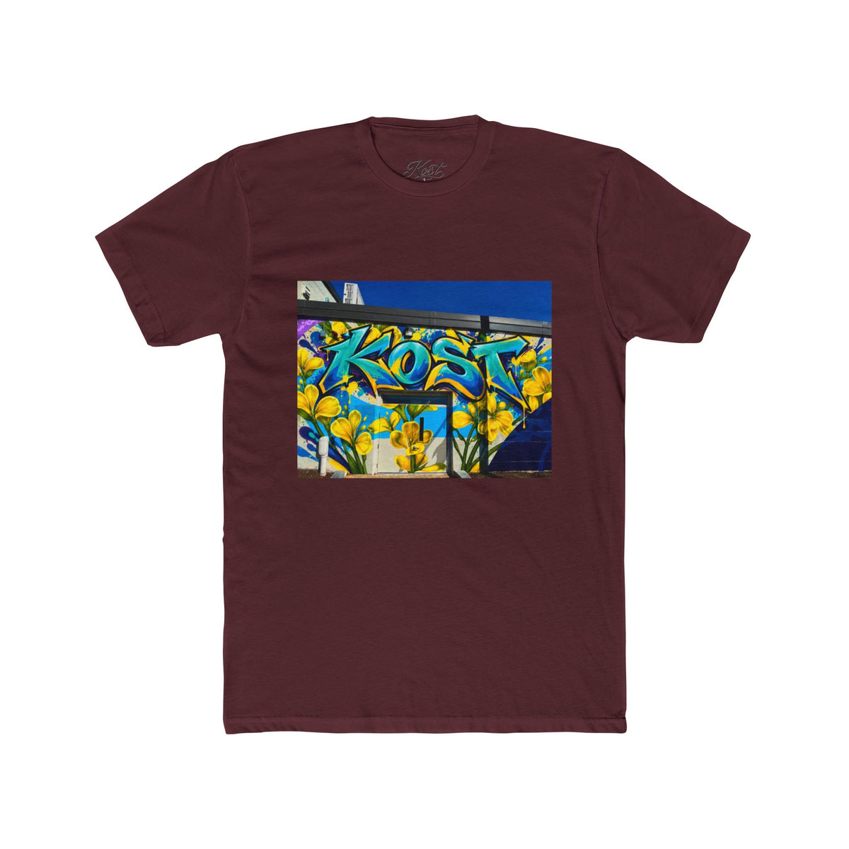 Graffiti 'KOST' Crew Tee — Urban Street Art Floral Graphic T-Shirt