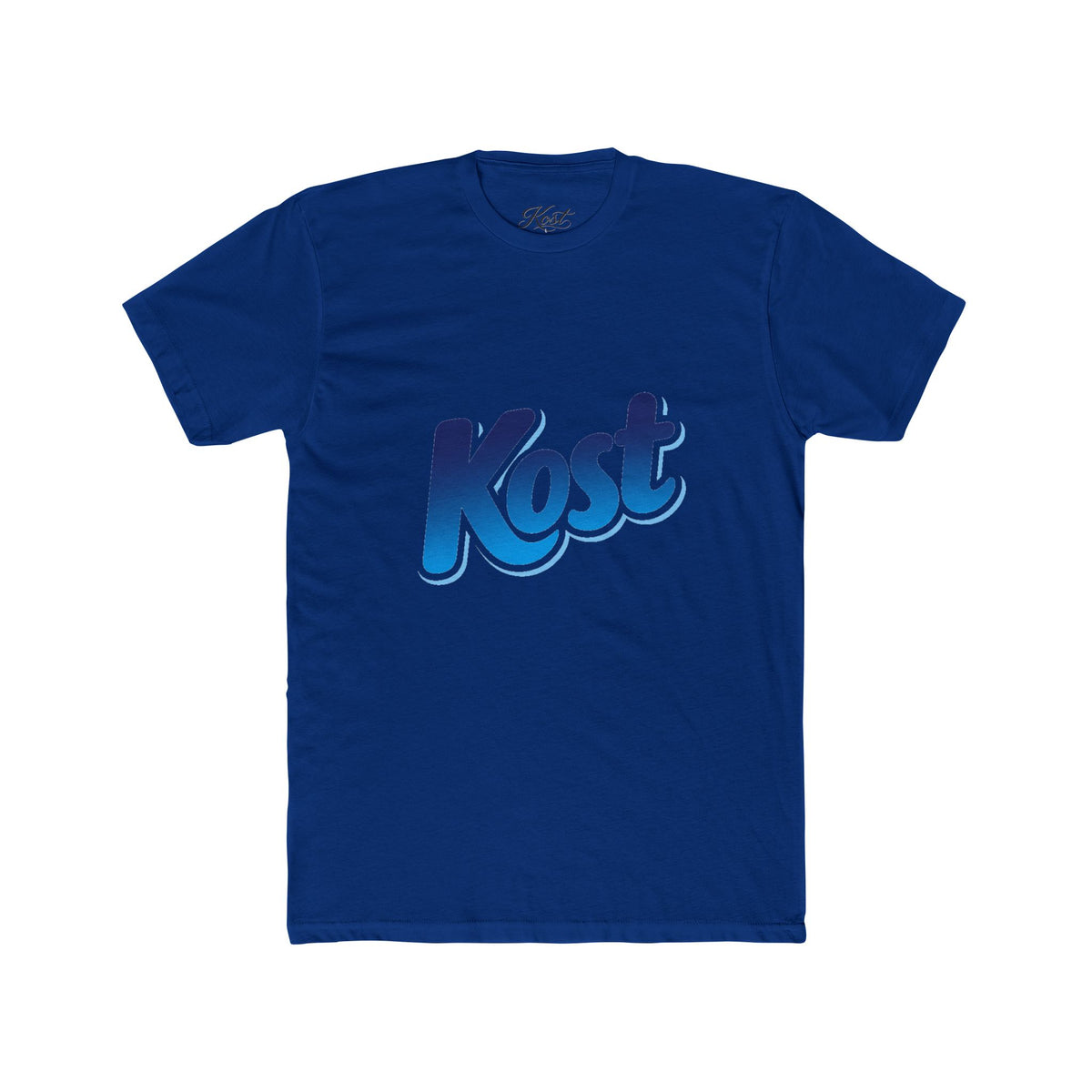 Kost Logo Tee — Retro Blue Script Graphic T-Shirt