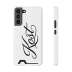 Phone Case with Card Holder – Elegant Black Calligraphy Design
