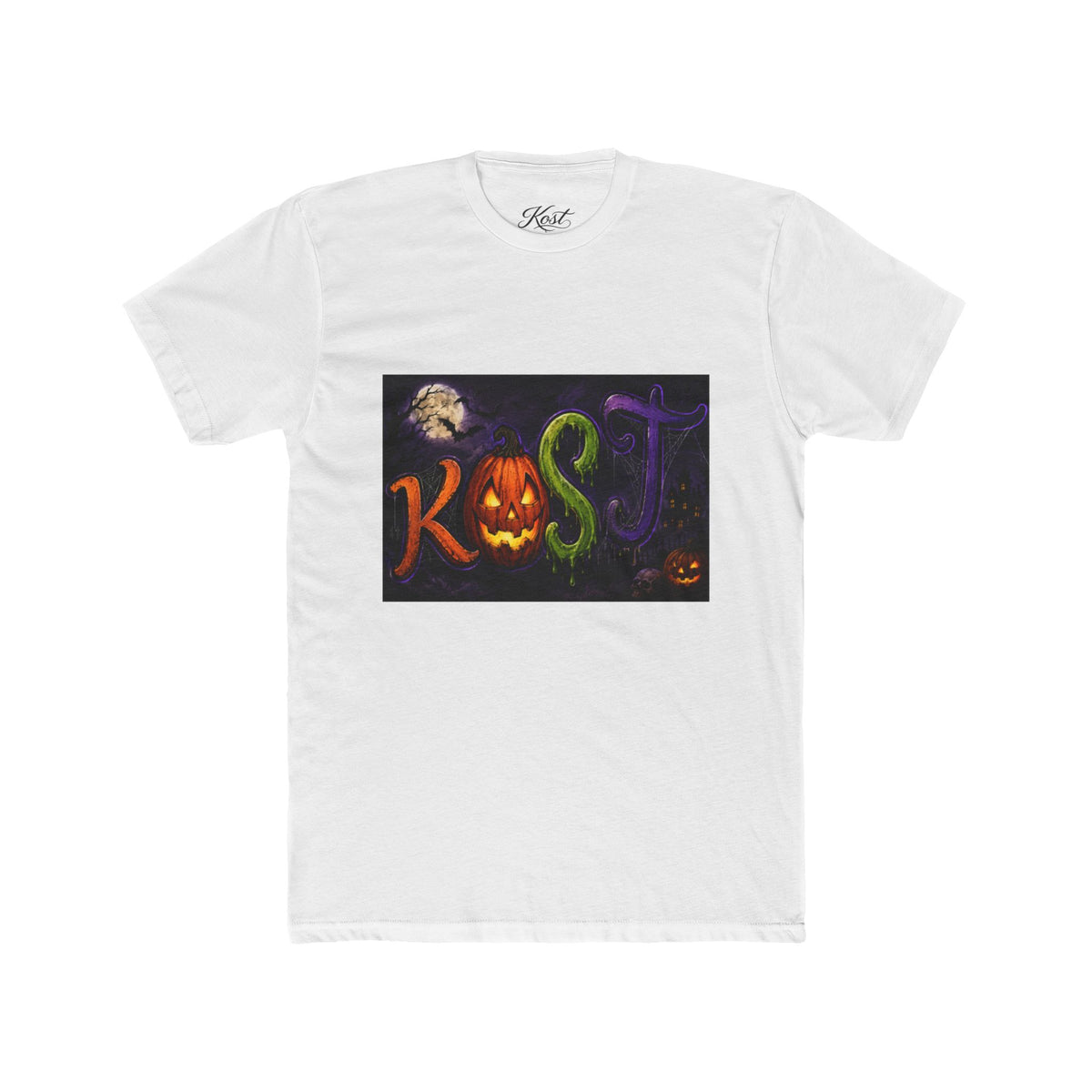 Halloween 'Kost' Graphic Tee — Spooky Pumpkin Lettering Shirt
