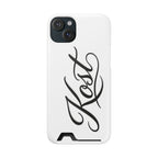 Phone Case with Card Holder – Elegant Black Calligraphy Design