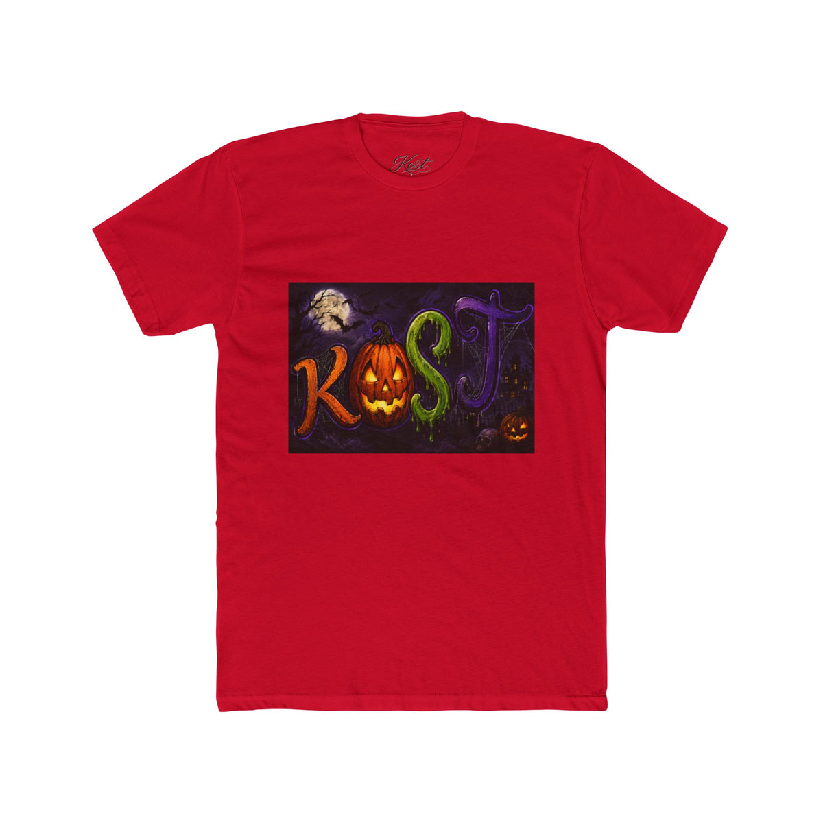 Halloween 'Kost' Graphic Tee — Spooky Pumpkin Lettering Shirt