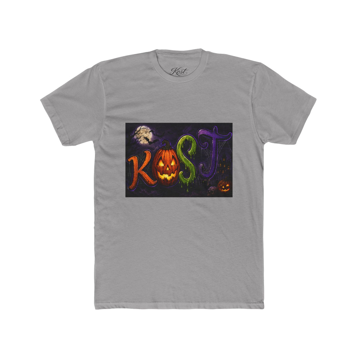 Halloween 'Kost' Graphic Tee — Spooky Pumpkin Lettering Shirt