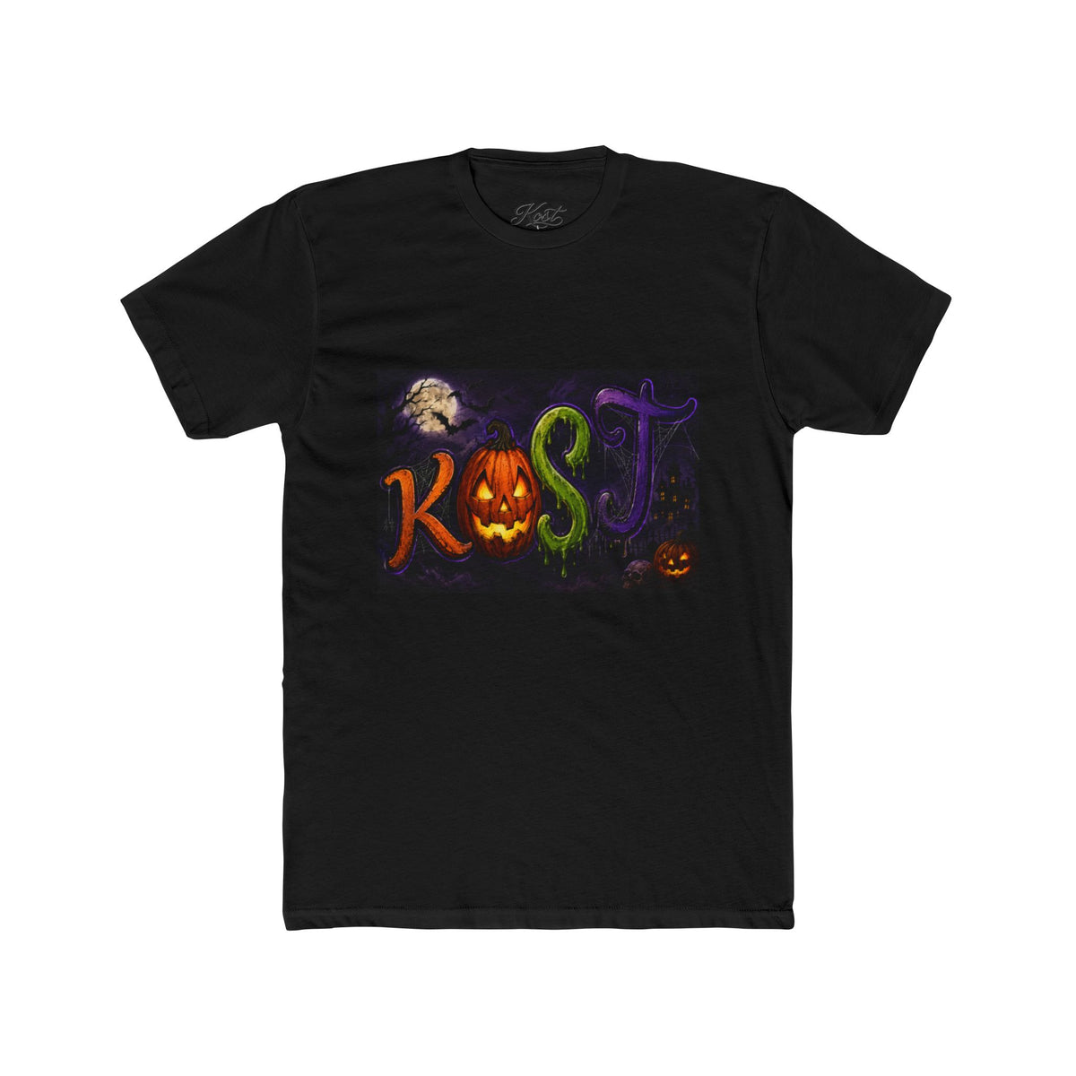 Halloween 'Kost' Graphic Tee — Spooky Pumpkin Lettering Shirt