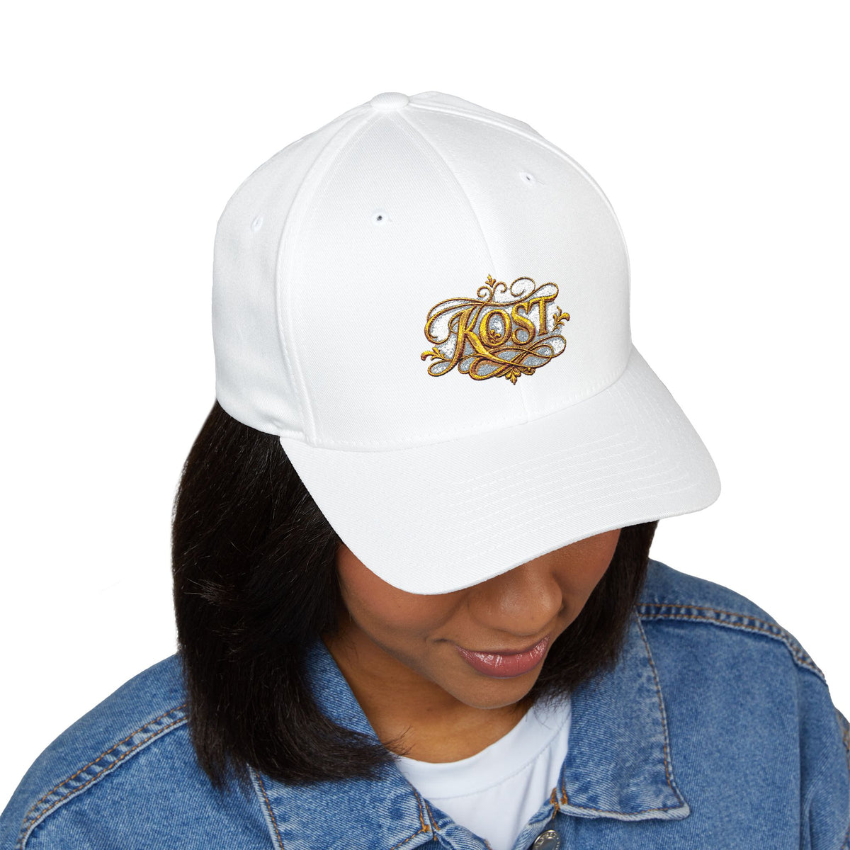 Embroidered 'Kost' Baroque Gold Logo Cap — Structured Closed-Back Hat