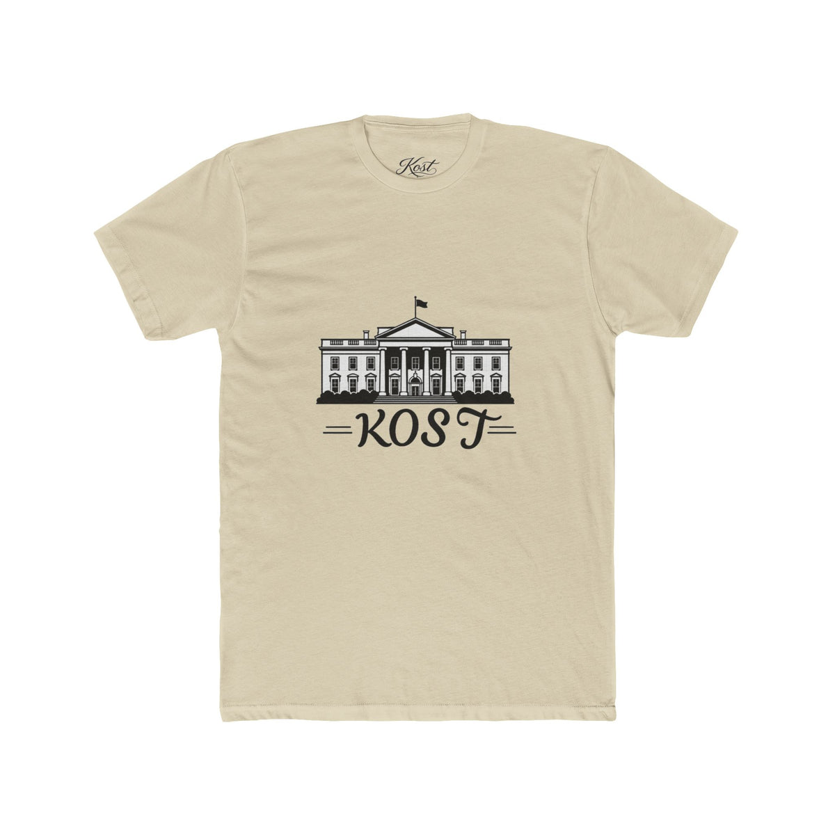 White Tee with Presidential Building Graphic & KOST Text
