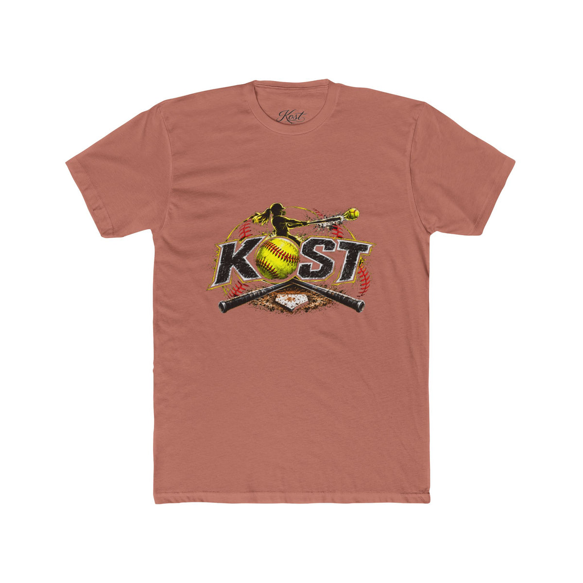 Softball Crossed Bats Tee — KOST Graphic Cotton Crew Shirt