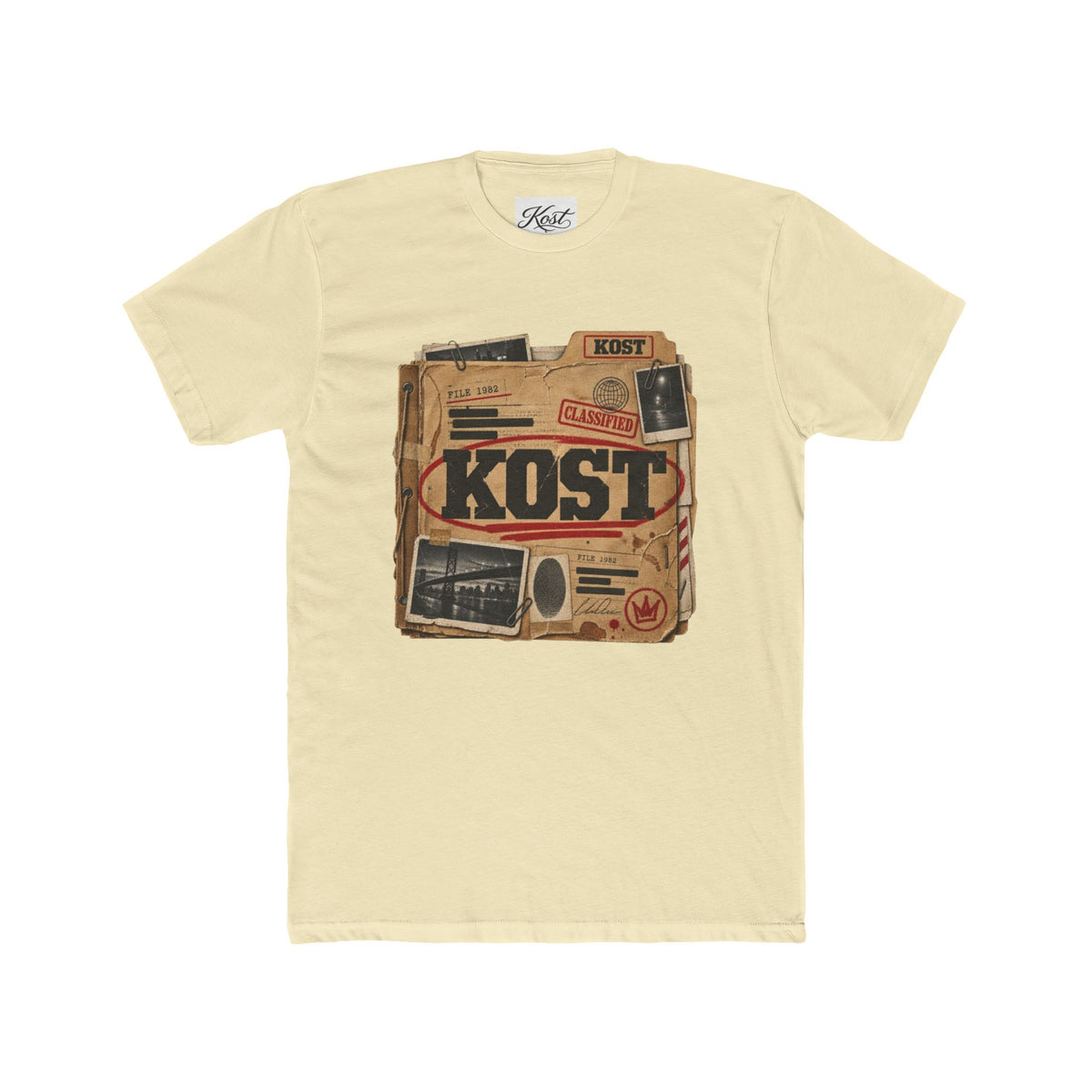 Vintage Radio Collage Tee — "KOST" Retro Music Graphic Shirt