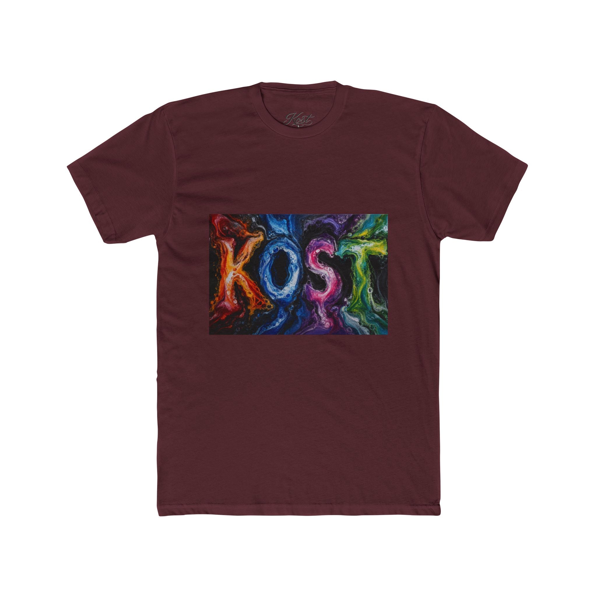 KOST Colorful Smoke Graphic Tee — Vibrant Abstract Lettering T-Shirt