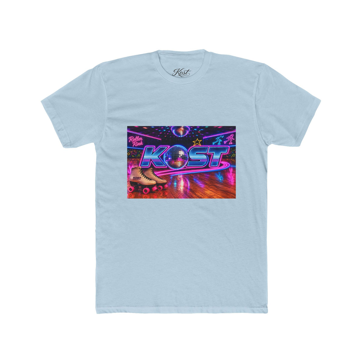 Retro Roller Disco Tee — "KOST" Neon 80s Skate Graphic T-Shirt
