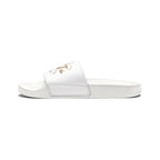 Men’s White Slide Sandals with Gold Rose Monogram