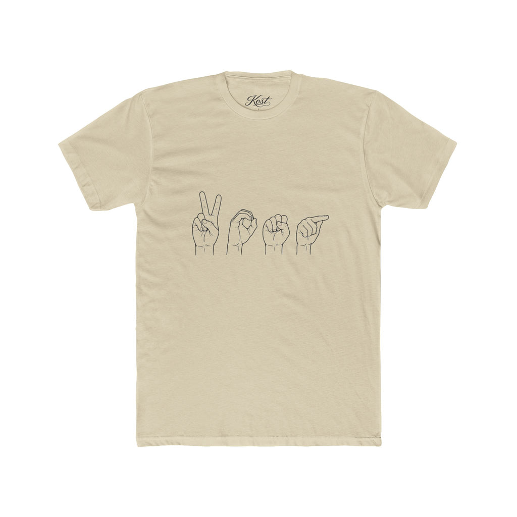 ASL Love Line Art Tee — "LOVE" Fingerspelling Cotton T‑Shirt