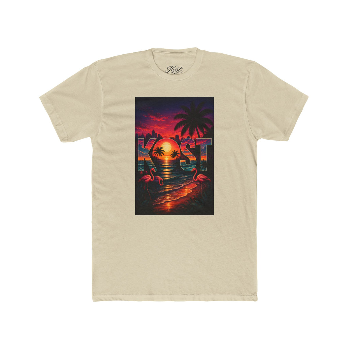 Retro Sunset Beach T-Shirt — 'Coast' Neon Palm Graphic Tee
