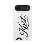 Phone Case with Card Holder – Elegant Black Calligraphy Design