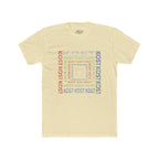 Kost Repeating Text Graphic Tee — Minimal Pastel Square Design