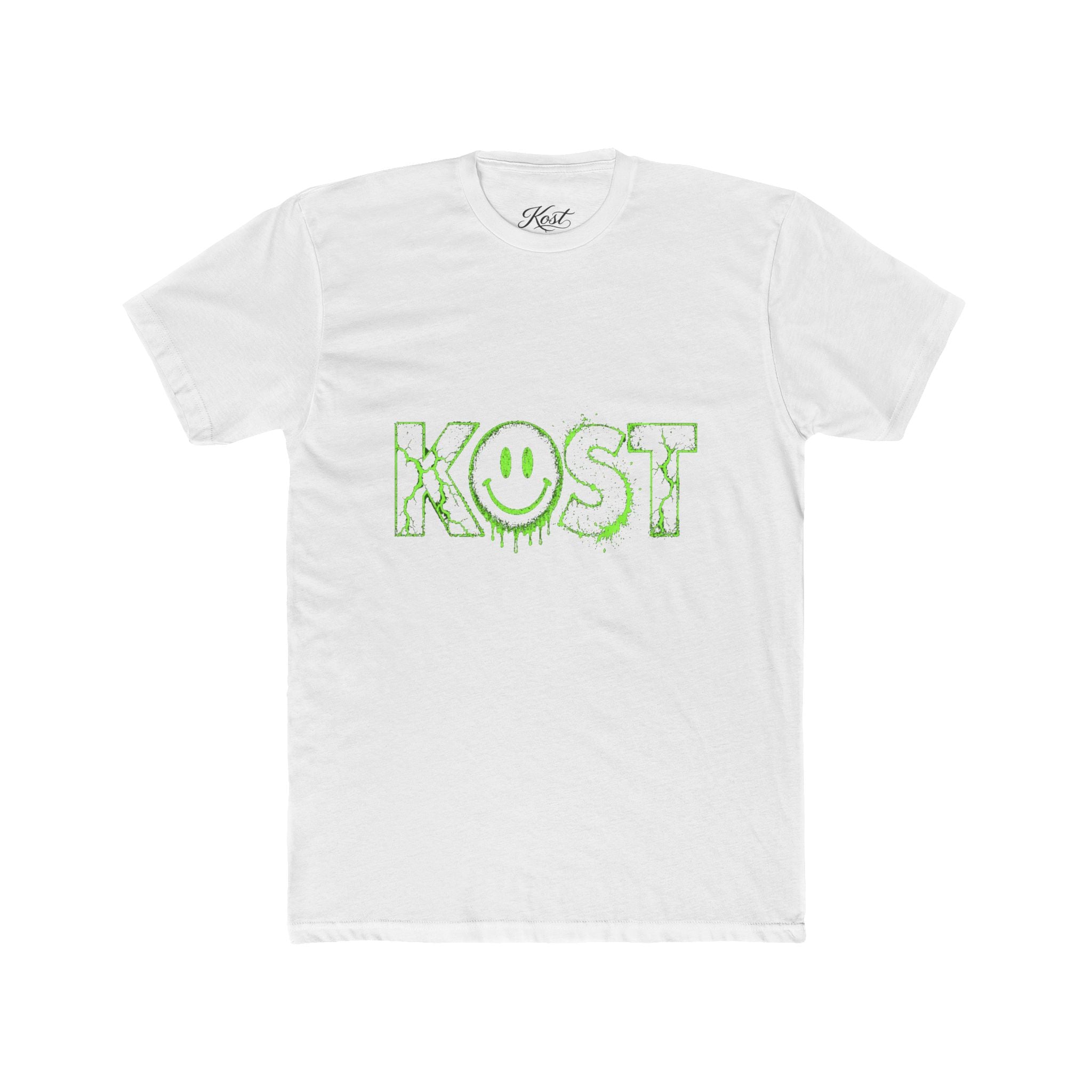 KOST Smiley Graphic Tee — Neon Green Drip Logo Cotton T-Shirt