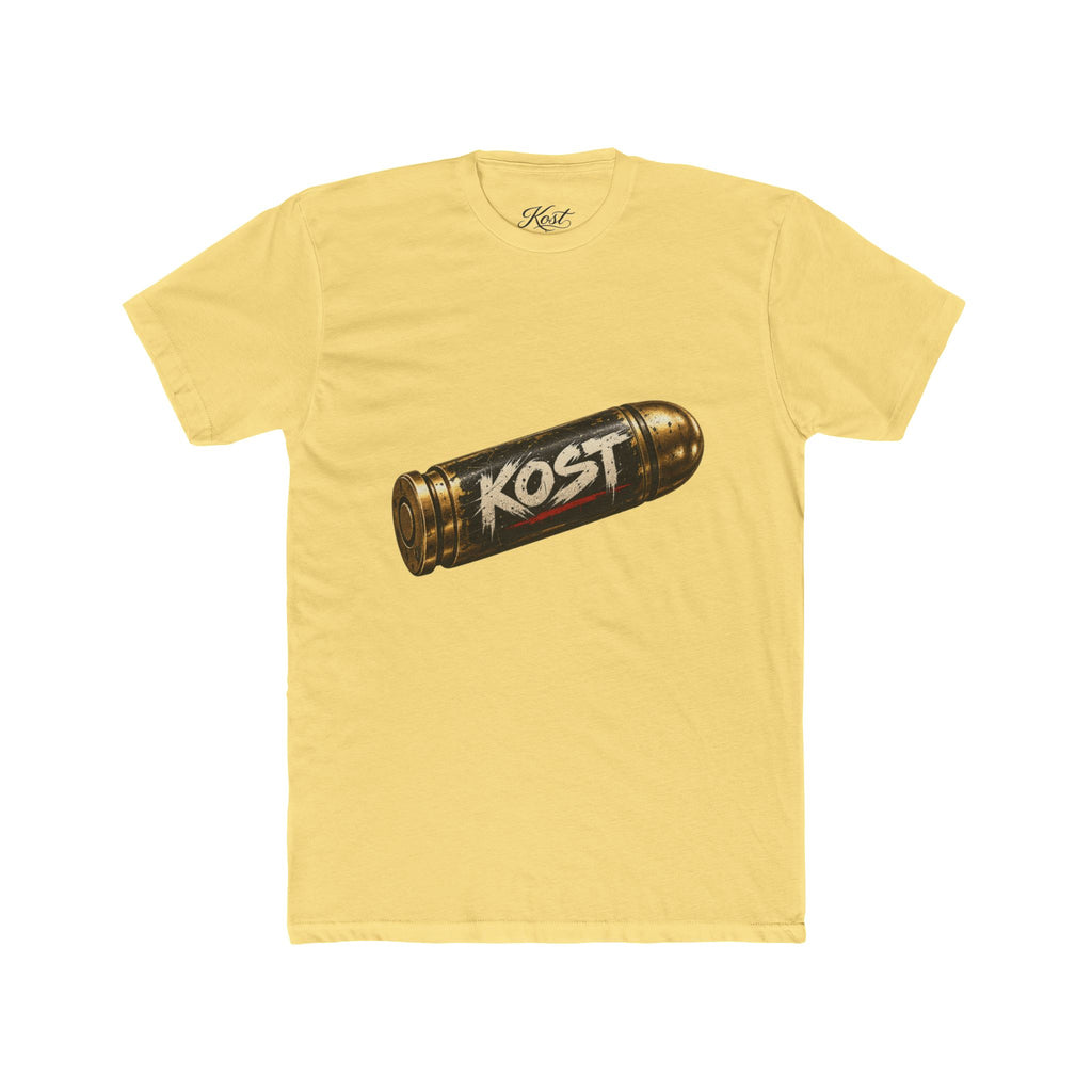 Bullet Logo T‑Shirt — "KOST" Vintage Brass Bullet Graphic