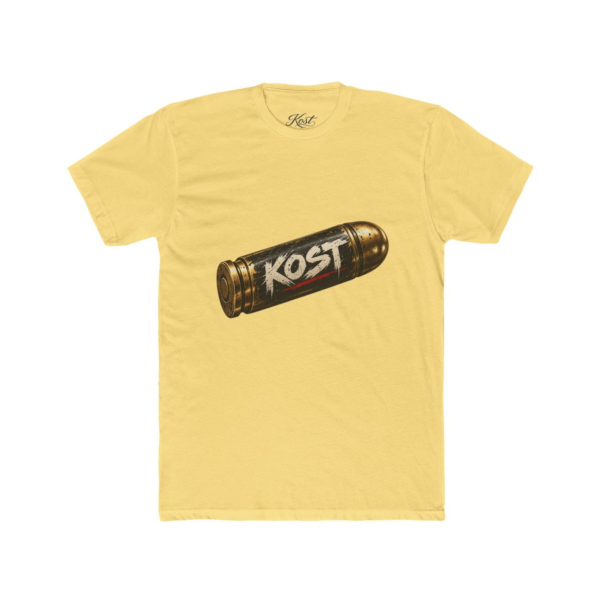 Bullet Logo T‑Shirt — "KOST" Vintage Brass Bullet Graphic