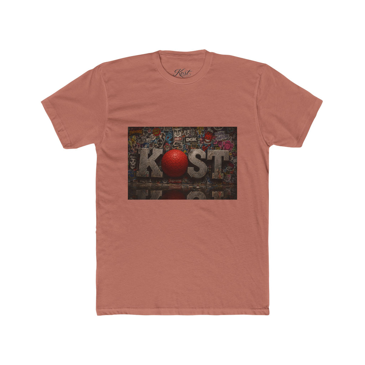 KØST Vintage Sticker Collage Tee — Red Heart Logo Graphic T‑Shirt