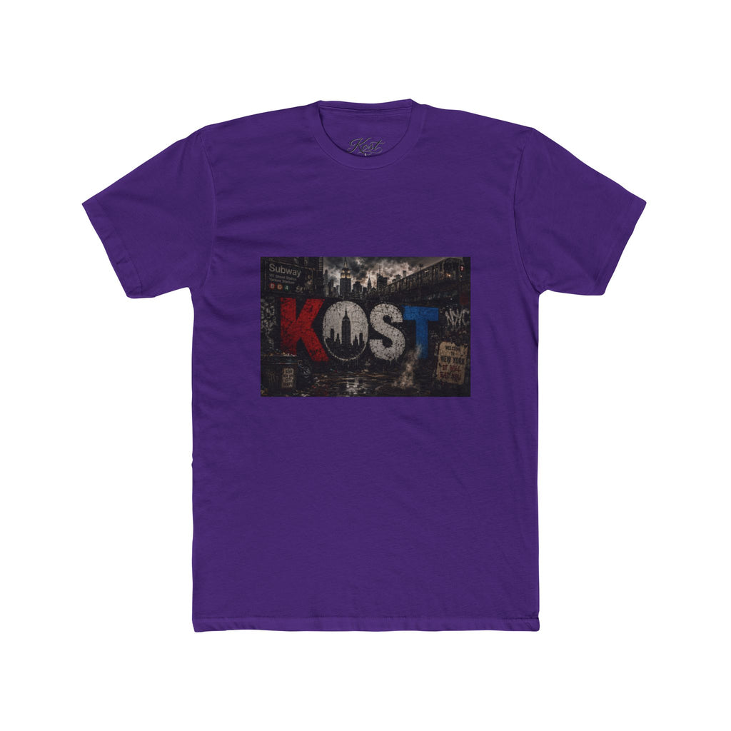 KOST Vintage Band Tee — Distressed Red, White & Blue Music Graphic