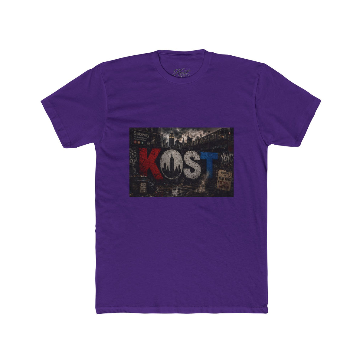 KOST Vintage Band Tee — Distressed Red, White & Blue Music Graphic