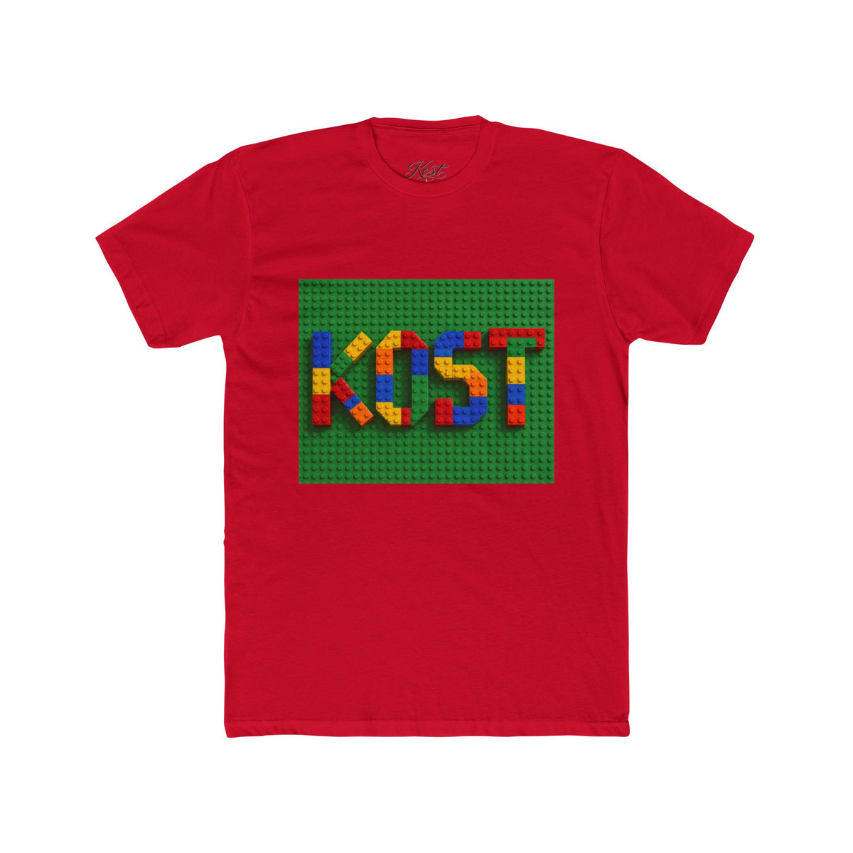 Kids Block Name Tee — Colorful Building Brick 'KOST' Graphic Shirt