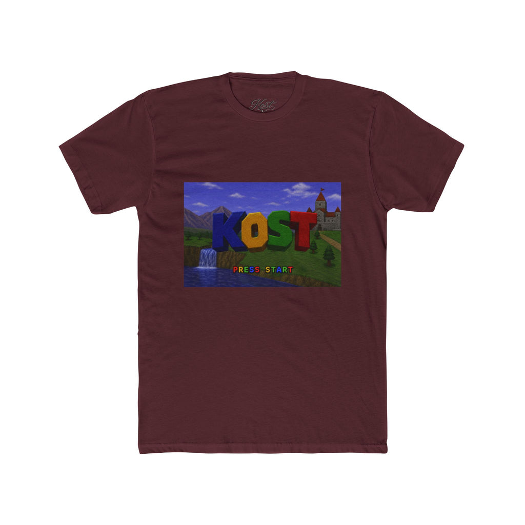 KOST Minecraft-Style Graphic Tee — Colorful Block Letter Landscape Shirt