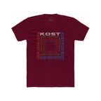 Kost Repeating Text Graphic Tee — Minimal Pastel Square Design