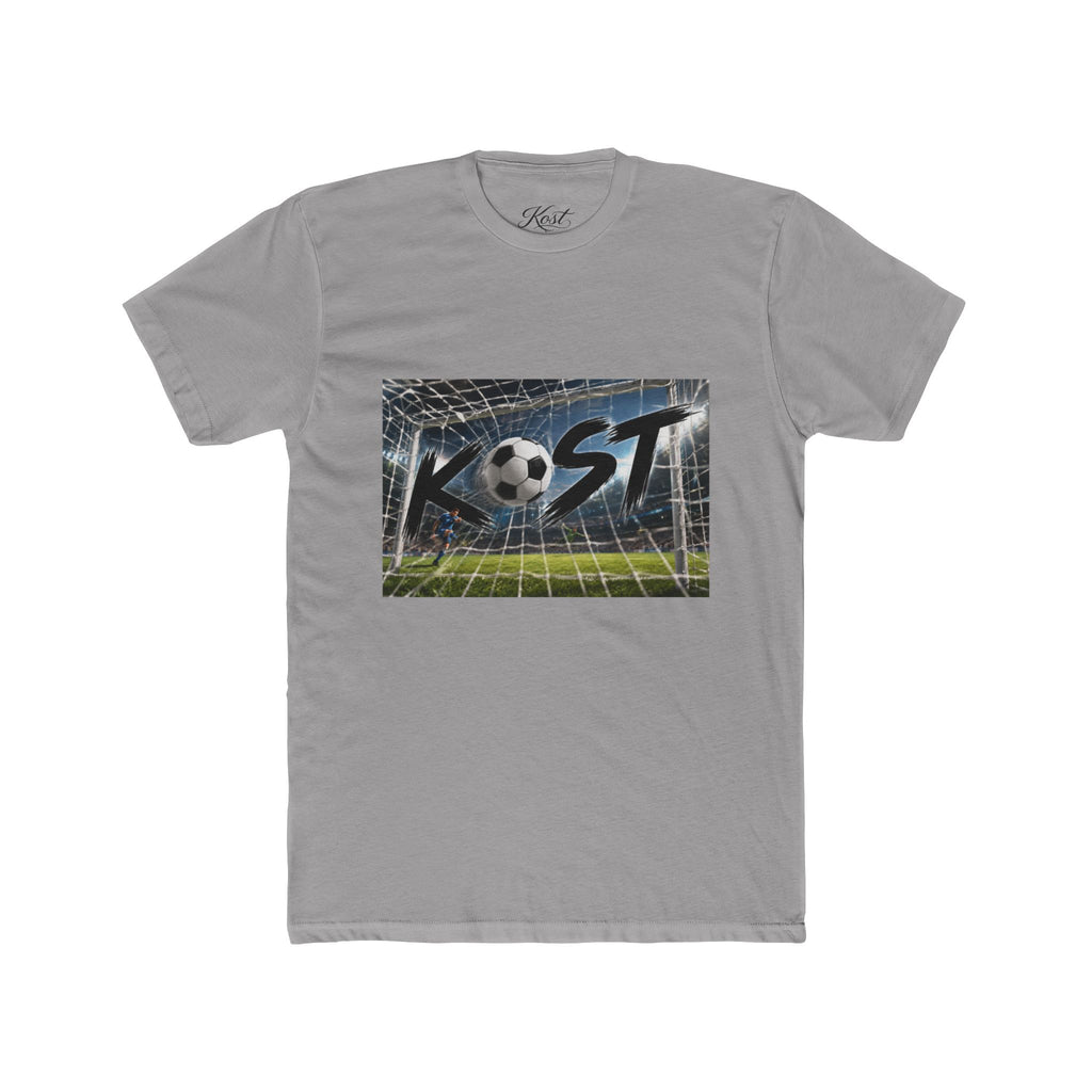 Soccer Goal Graphic Tee — “KOST” Ball in Net Cotton T‑Shirt