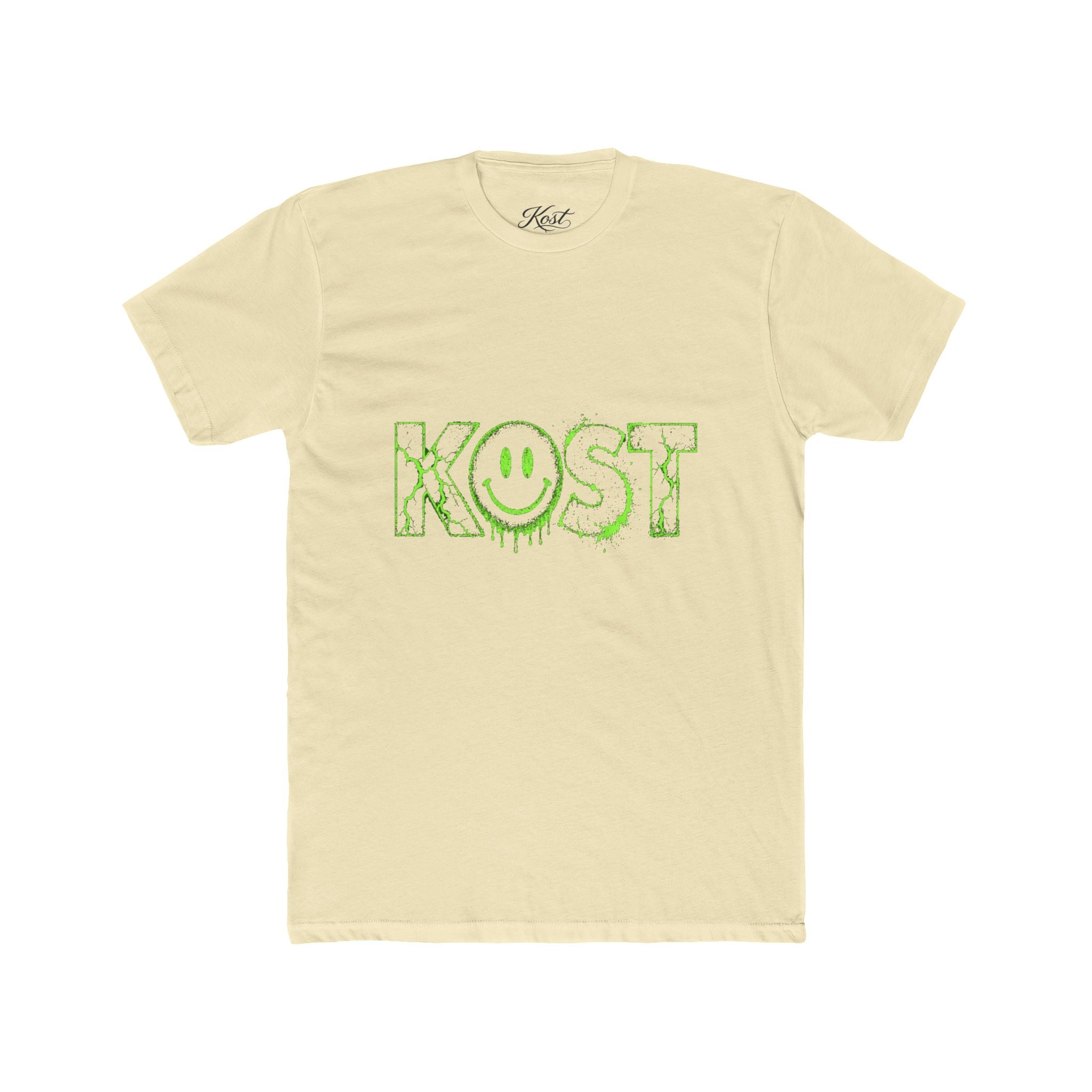KOST Smiley Graphic Tee — Neon Green Drip Logo Cotton T-Shirt