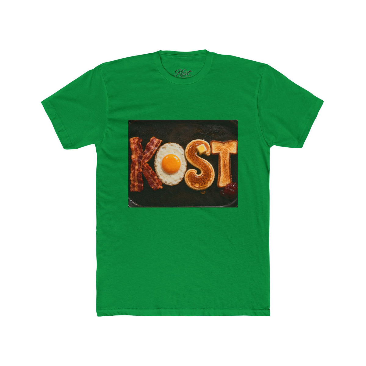 T-Shirt — 'KOST' Breakfast Letters Design (Bacon & Egg)